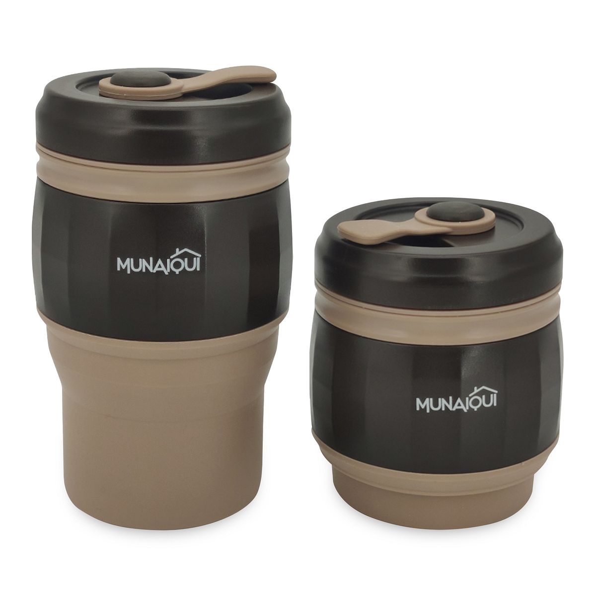 MUNAIQUI - Taza plegable de silicona para café marca Munaiqui color marrón