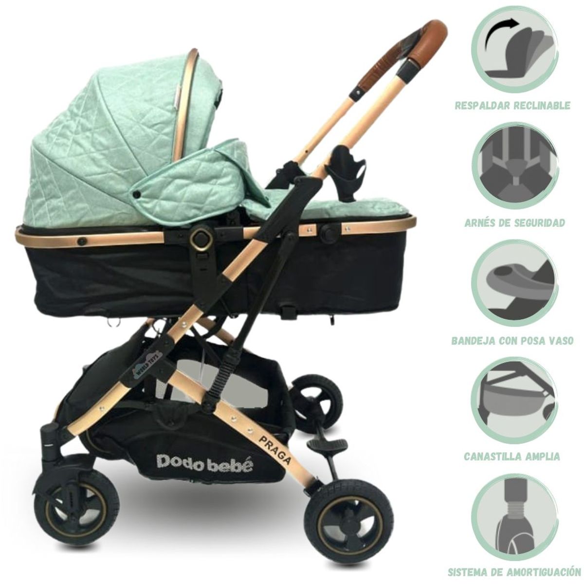 DODO - Coche Cuna Moisés PRAGA Light green