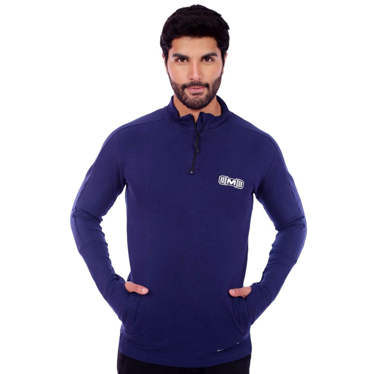 M MUSCLE MUSEUM - Polera Deportiva Slim Fit Color Azul para Hombre
