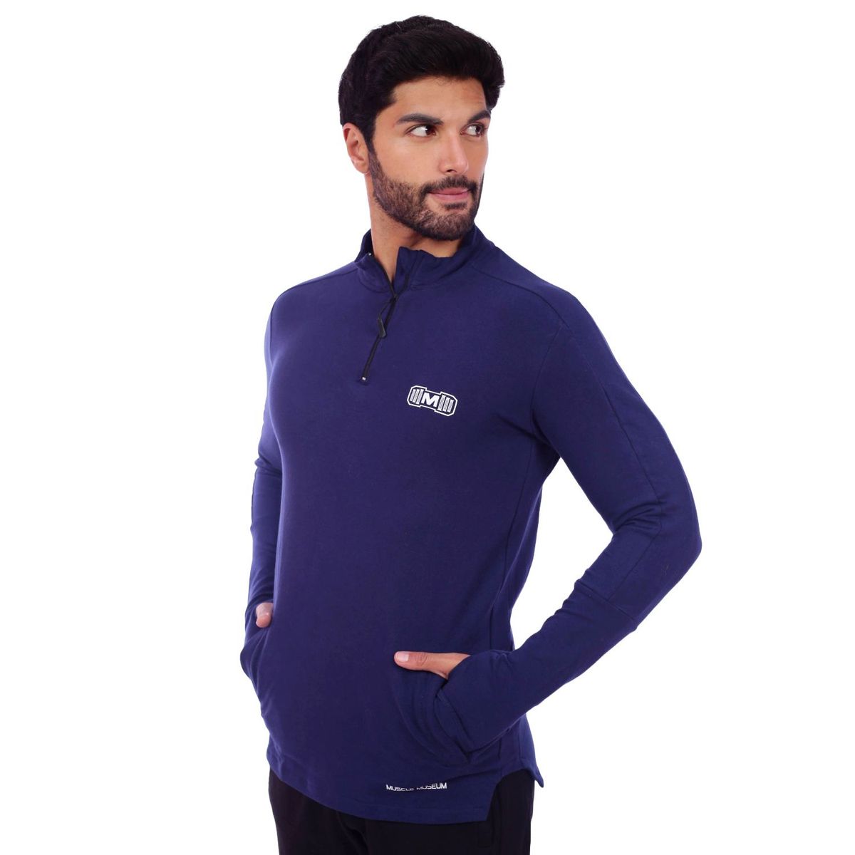 M MUSCLE MUSEUM - Polera Deportiva Slim Fit Color Azul para Hombre