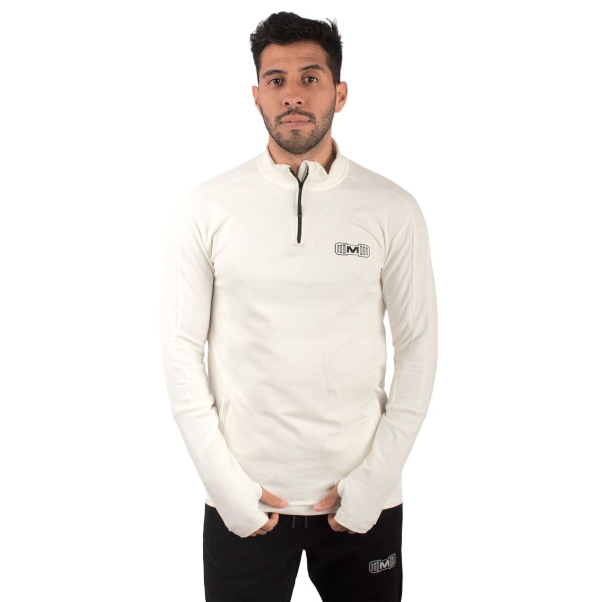 M MUSCLE MUSEUM - Polera Deportiva Slim Fit Color Blanco Hueso para Hombre