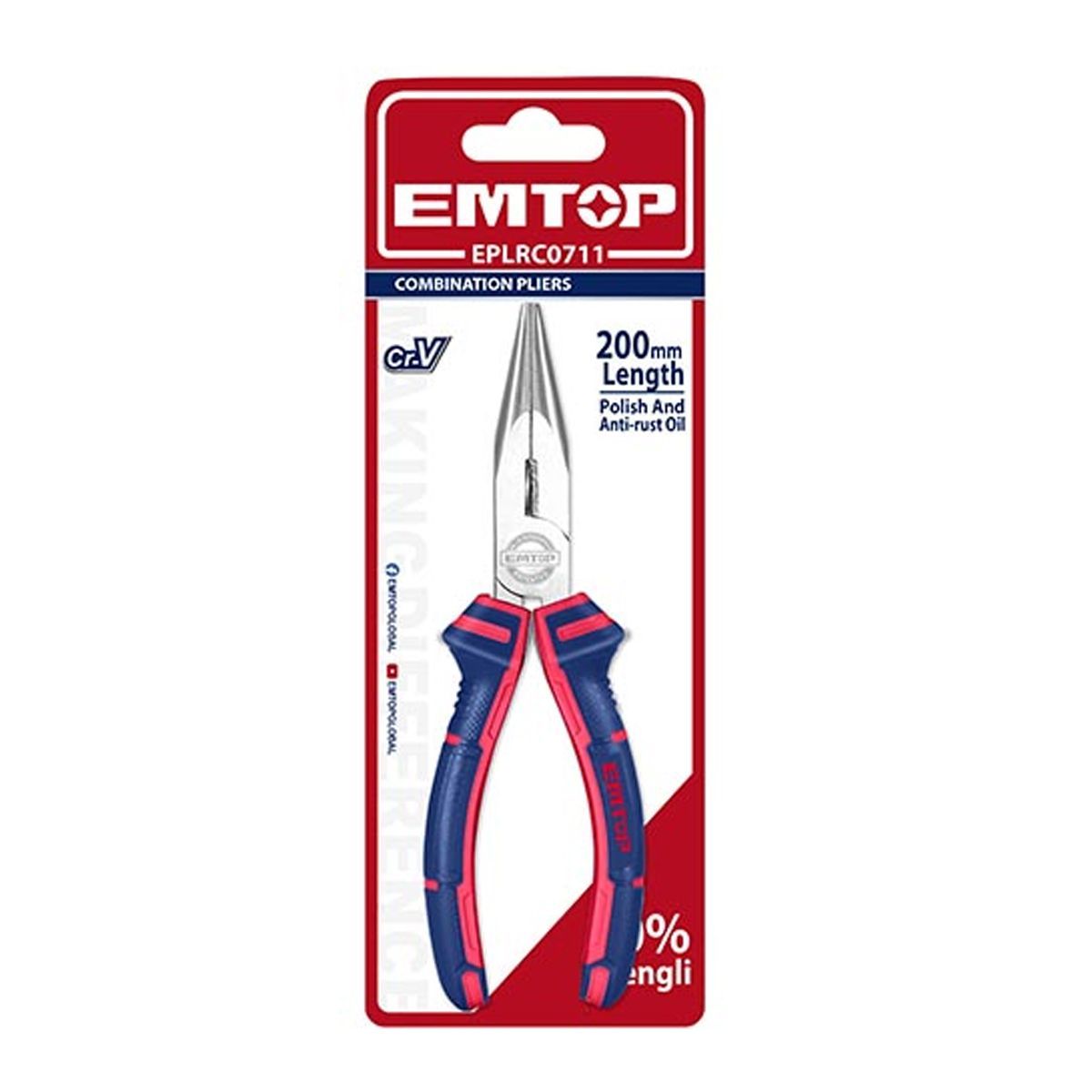 EMTOP - Alicate de Punta Larga 160 mm Emtop EPLRL0611