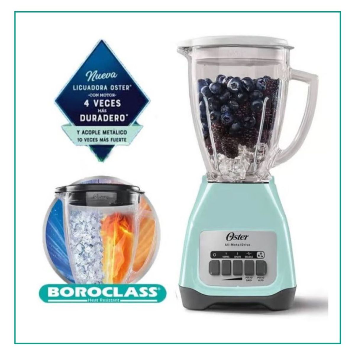 OSTER - Licuadora Oster 2 Velocidades mas pulsador - Celeste