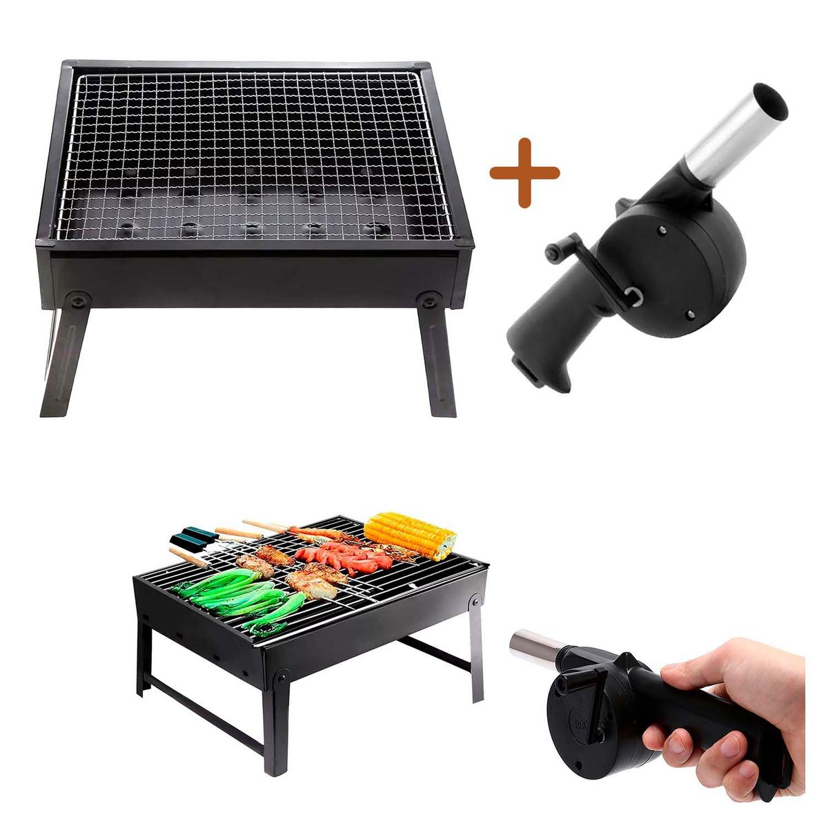 BUYPAL - Parrillera Barbacoa Peglable Soplador Portatil Carbon