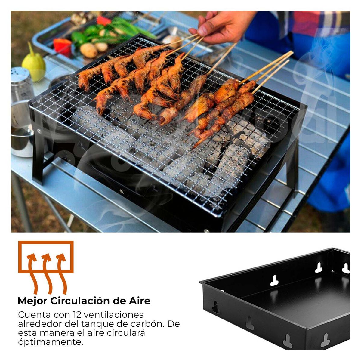 BUYPAL - Parrillera Barbacoa Peglable Soplador Portatil Carbon