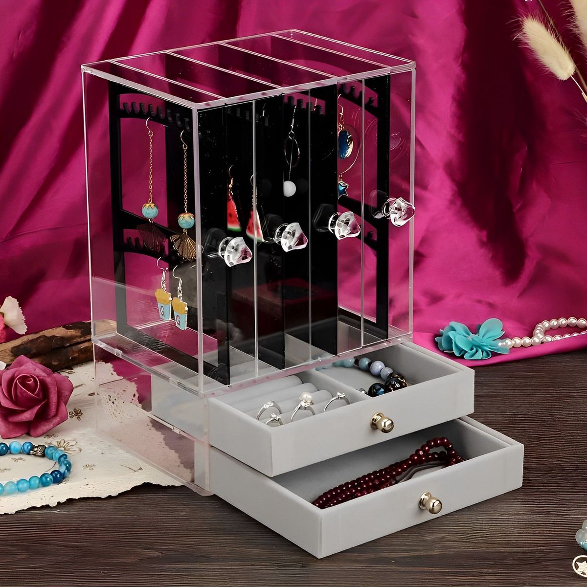 INSPIRA MARKET - Joyero Exhibidor Vitrina de Collares Pendientes y Anillos