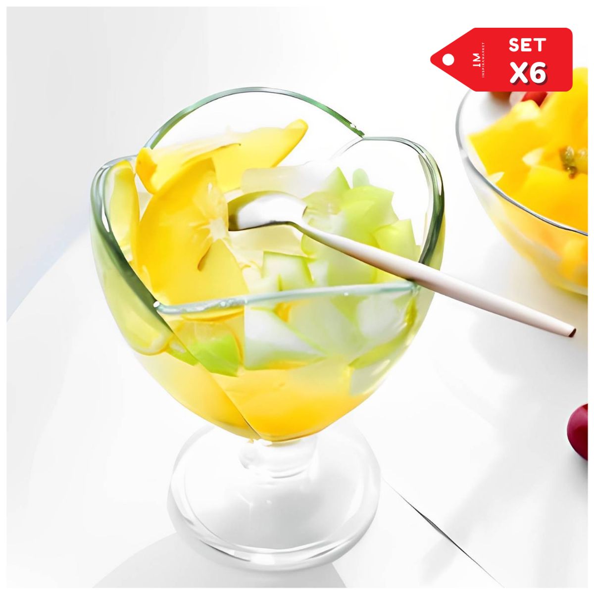 INSPIRA MARKET - Set x 6 Copas de Vidrio para Helado Diseño Flor (Copas)