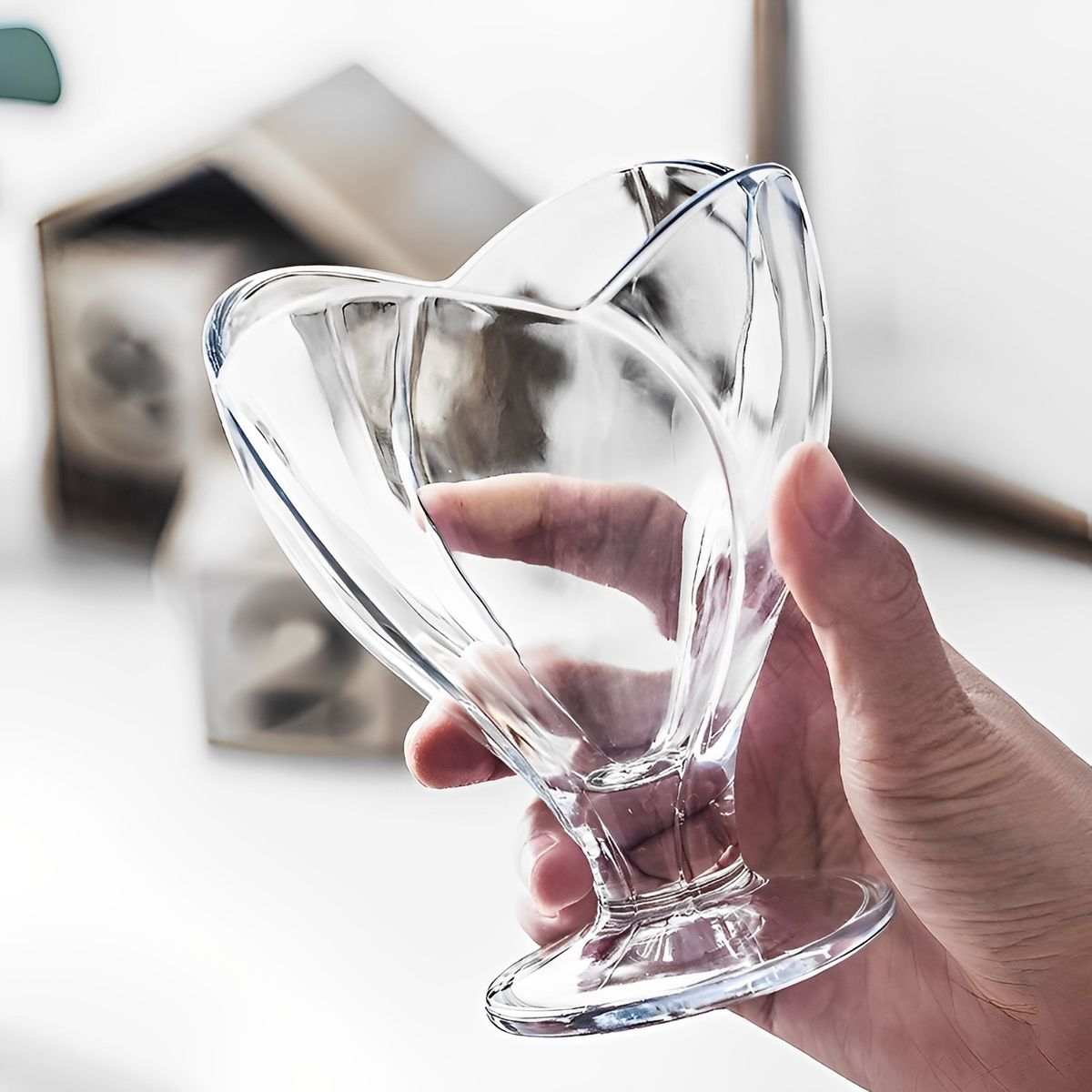 INSPIRA MARKET - Set x 6 Copas de Vidrio para Helado Diseño Flor (Copas)