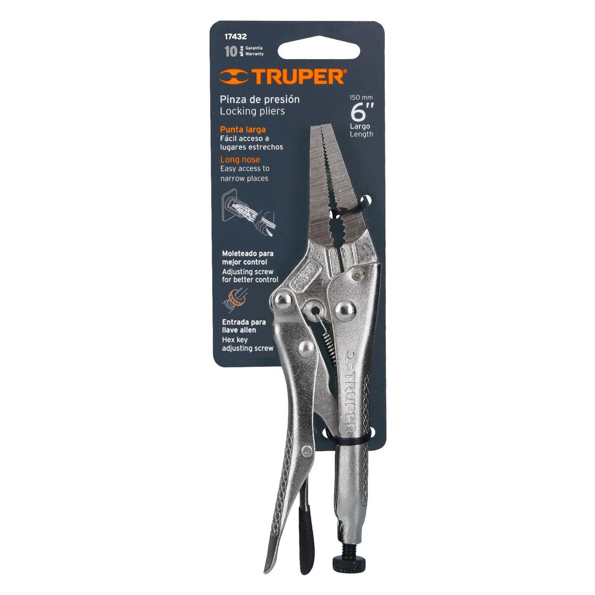 TRUPER - Allicate de presion punta larga 6" Truper