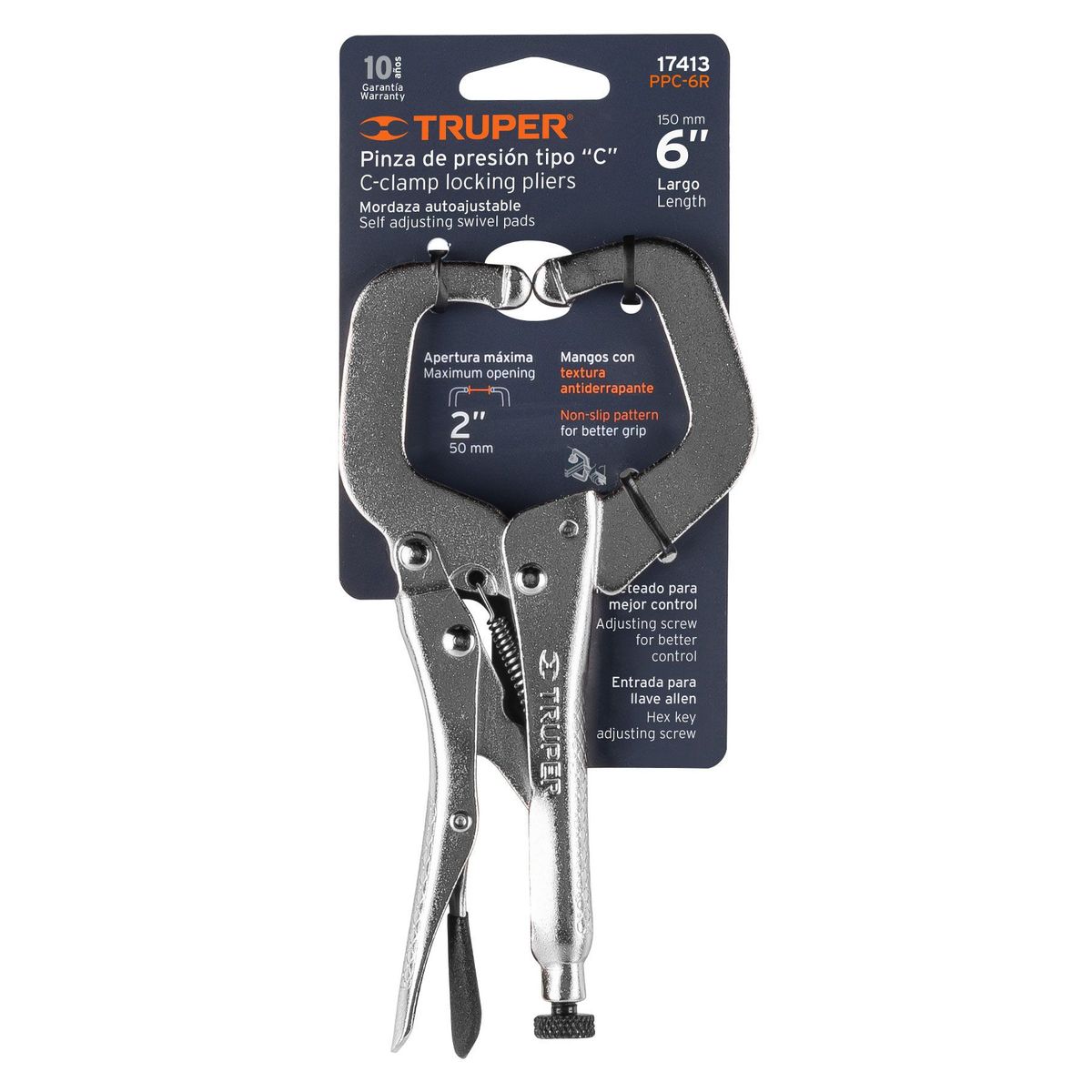 TRUPER - Alicate de presion tipo C mordaza ajustable 6" Truper