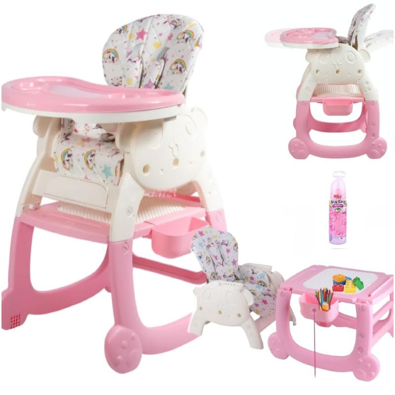 EBABY - Silla de Comer para Bebe 3 en 1 Rosa 2025