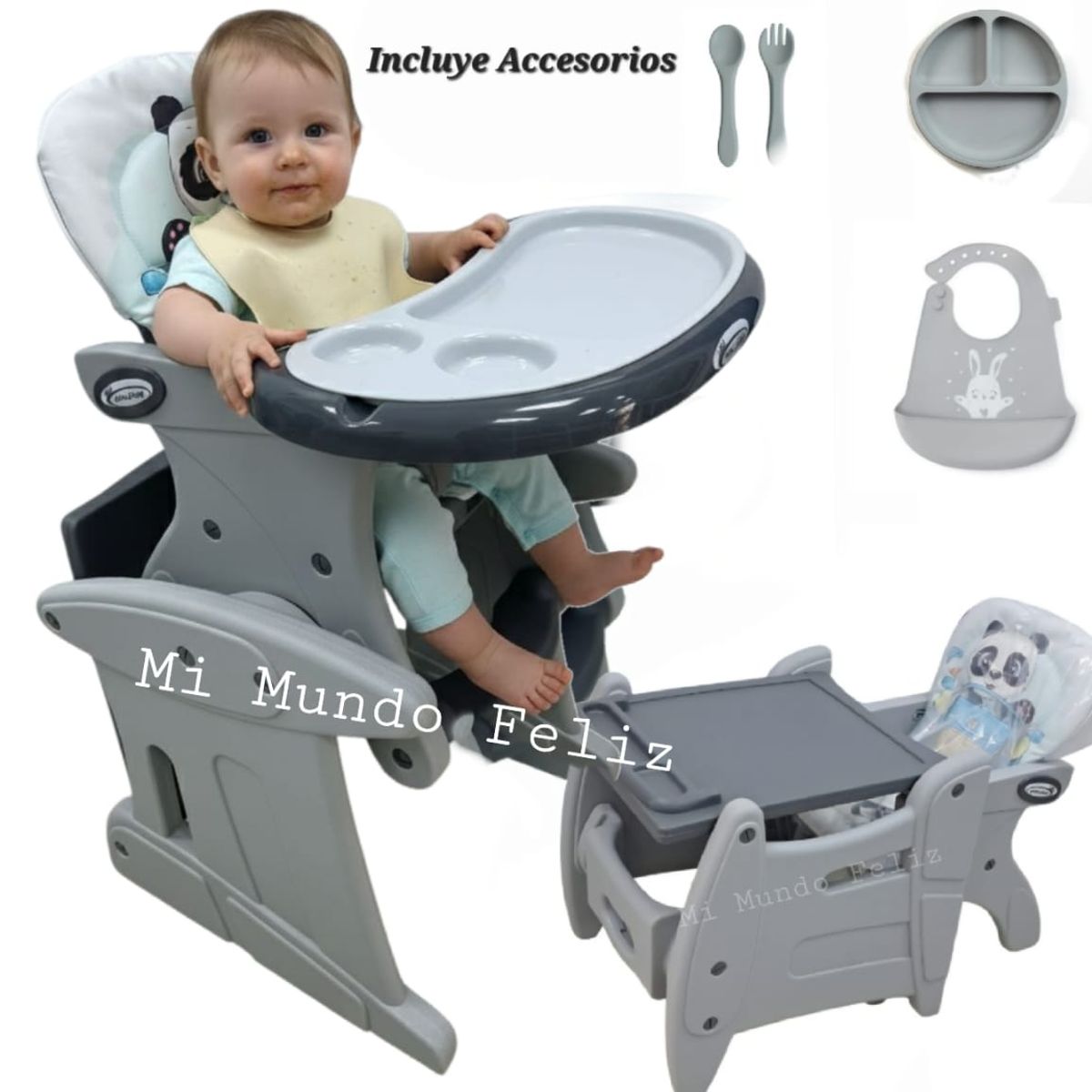 BABY - Silla de Comer para Bebe con Platito Babero Blue Fligth2025