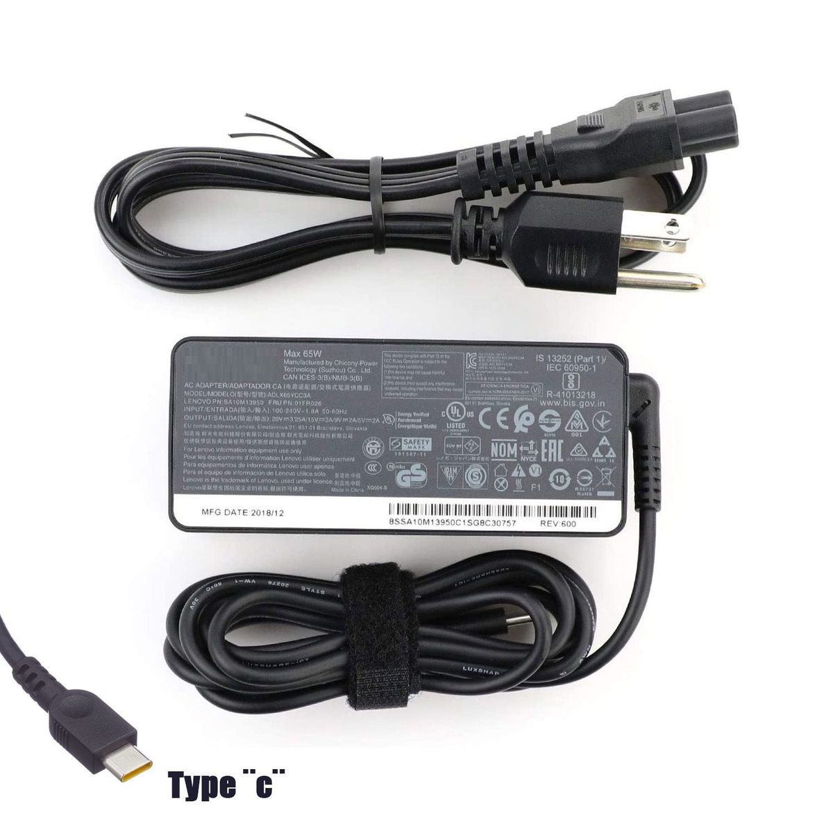 GENERICO - Cargador Lenovo 20v 3 .25a 65w Punta Tipo C Genérico