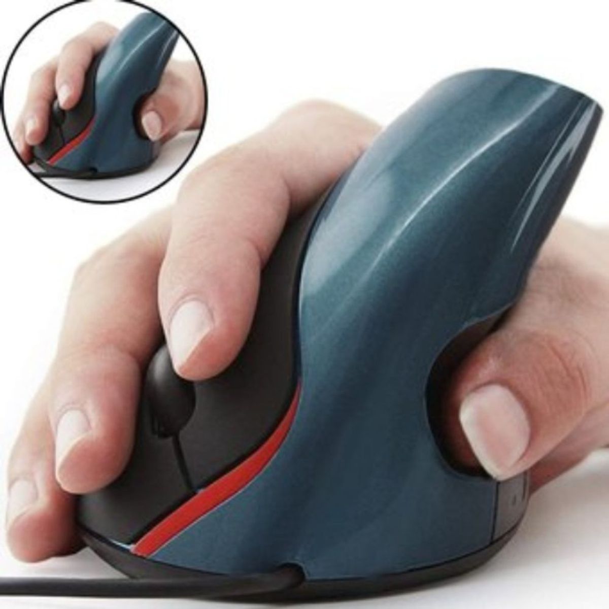 GENERICO - Mouse Vertical Optico Ergonómico Usb Evita Tunel Carpiano- Azul