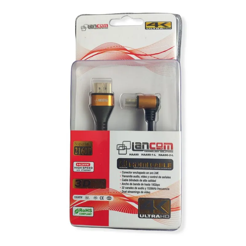 LANCOM - Cable Hdmi 2.0 4k Ultra Hd Lancom Alta Velocidad 3D 2 Metros 2160p PVC