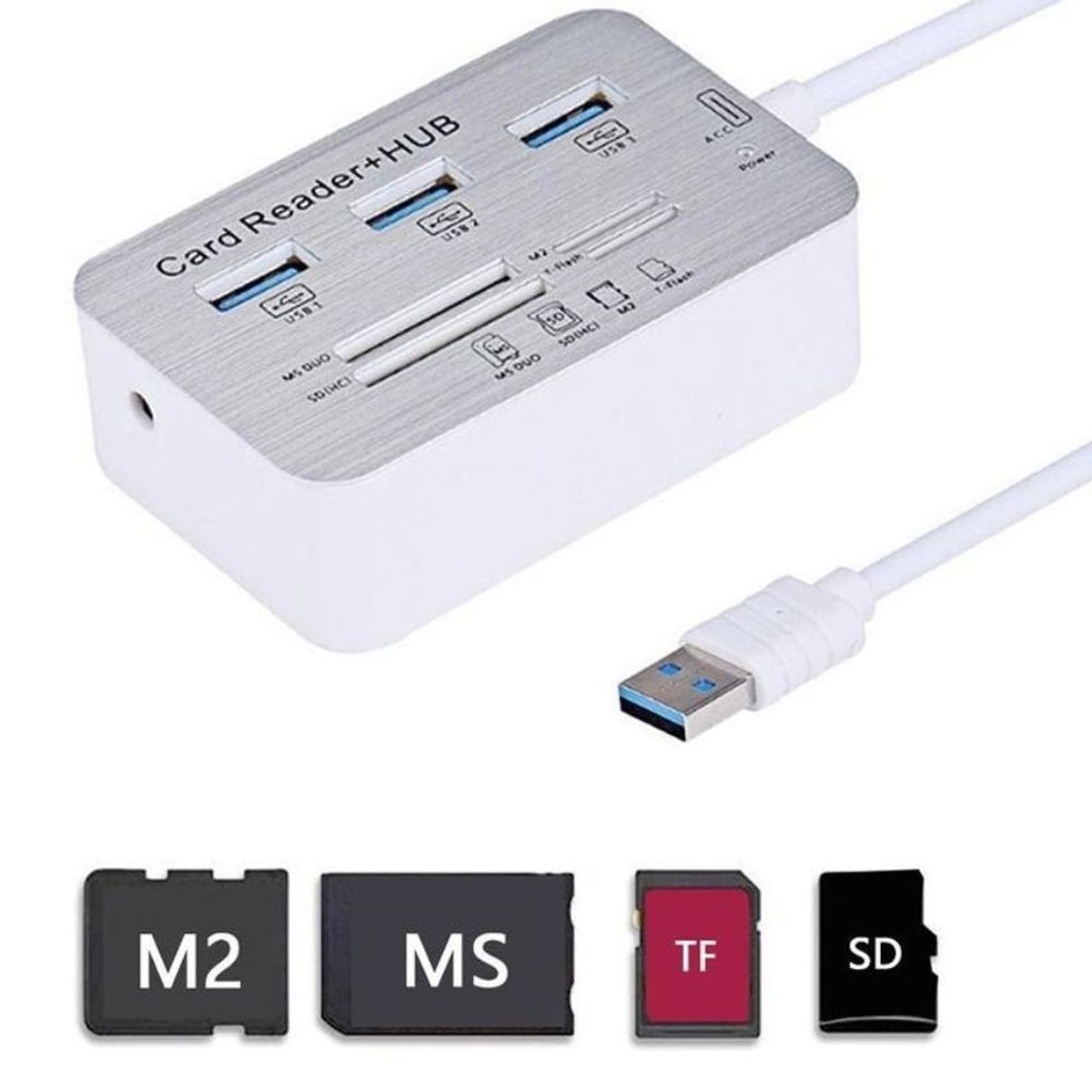 GENERICO - Lector de tarjetas USB 3.0 Micro Sd, sd/mmc, + hub 3 Puertos Usb 3.0