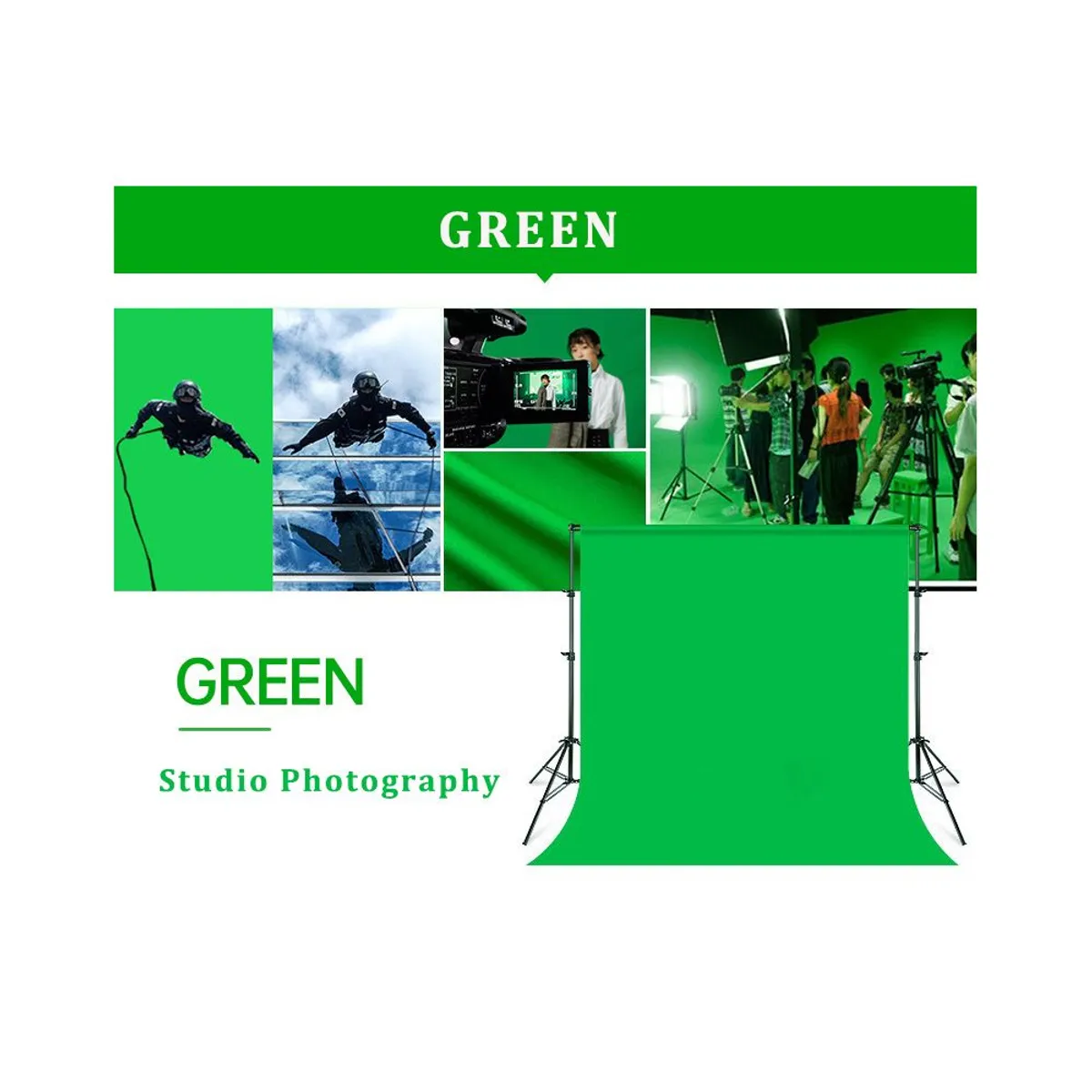 GENERICO - Fondo VERDE de Tela Muselina 3×6 Metros  (Chroma Key)