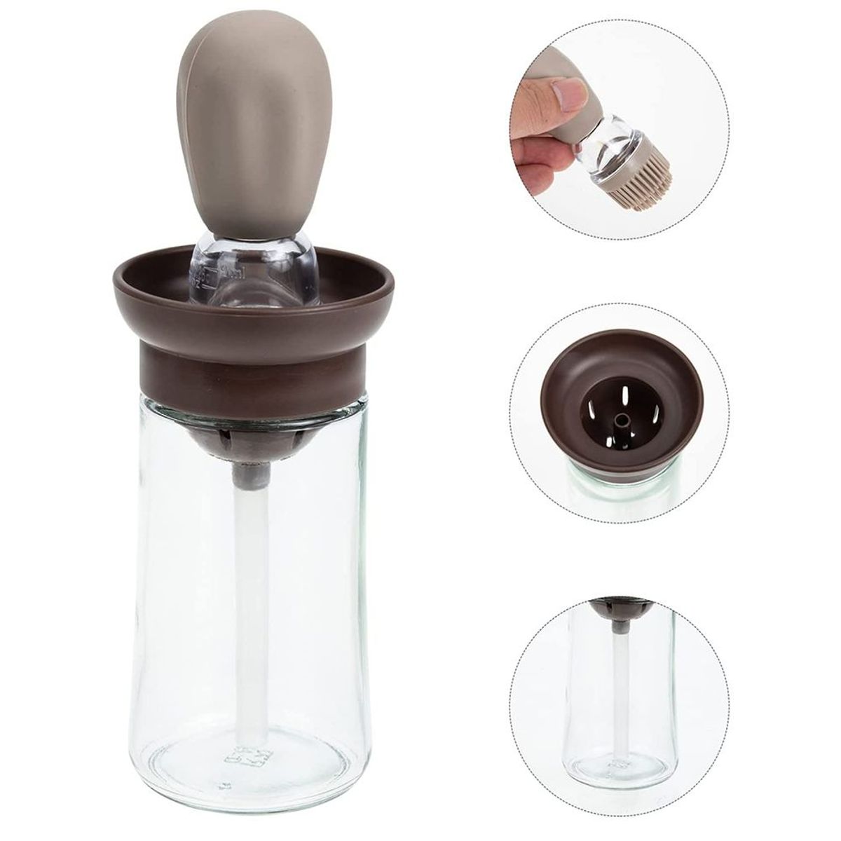 INSPIRA - Botella Dispensador de Aceite con Cepillo de Silicona Naranja