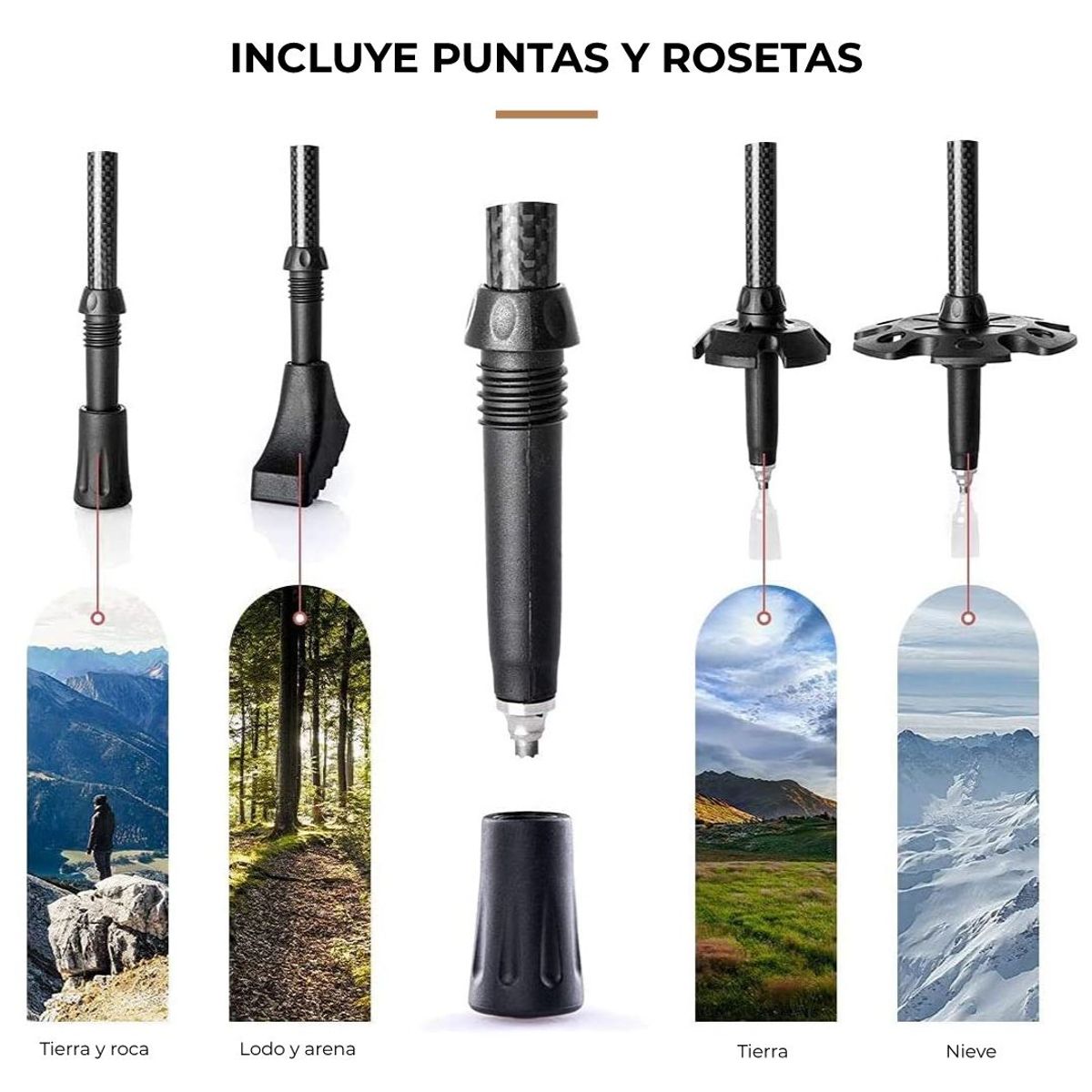 NATUREHIKE - Par de bastones de trekking de fibra de carbono  Naturehike