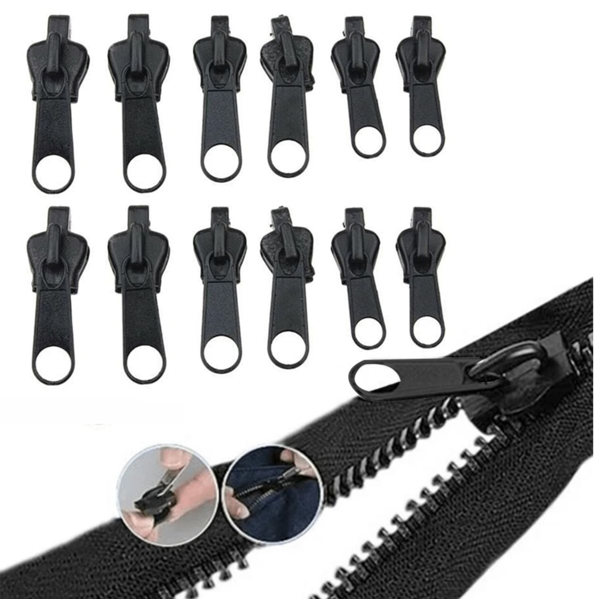 AURELA - Set de 12 pzs de Repuesto de Cremallera para Cierres de Ropa