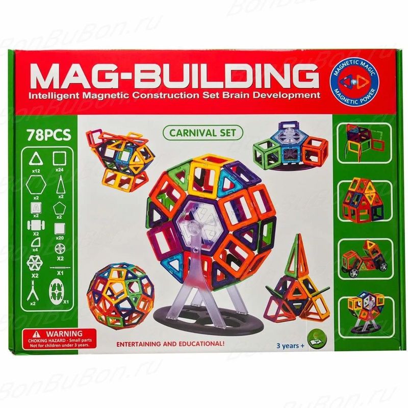 GENERICO - Set Didáctico Construcción Magnéticos de 78 pcs
