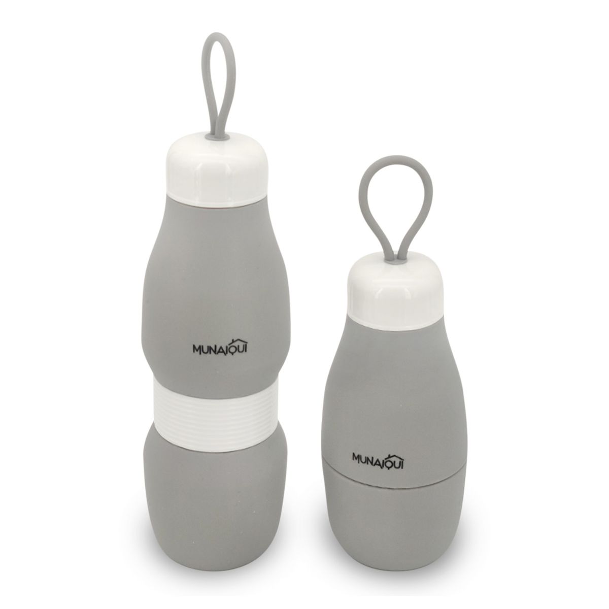 MUNAIQUI - Botella deportiva plegable de silicona marca Munaiqui color gris