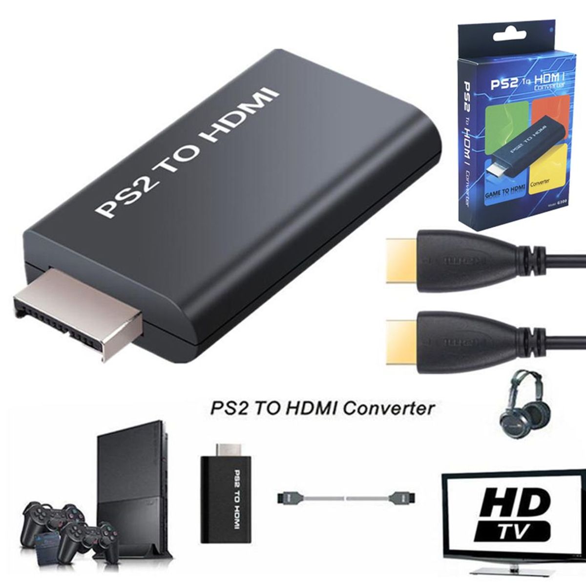 GENERICO - Adaptador conversor playstation 2 ps2 a hdmi convertidor video audio