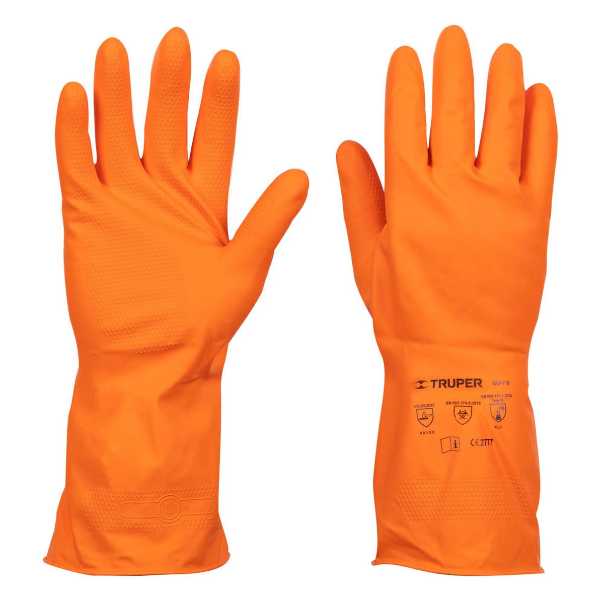 TRUPER - Guantes látex para limpieza, Puño largo 9 talla G Truper