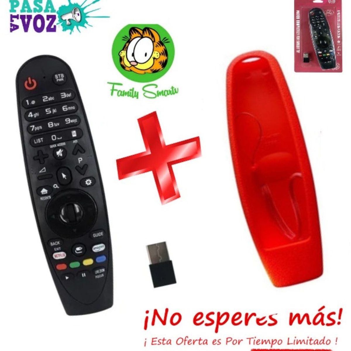 UNIVERSAL - Control Remoto Lg Universal Magic -Mr500-Mr600-Mr650 Funda Rojo