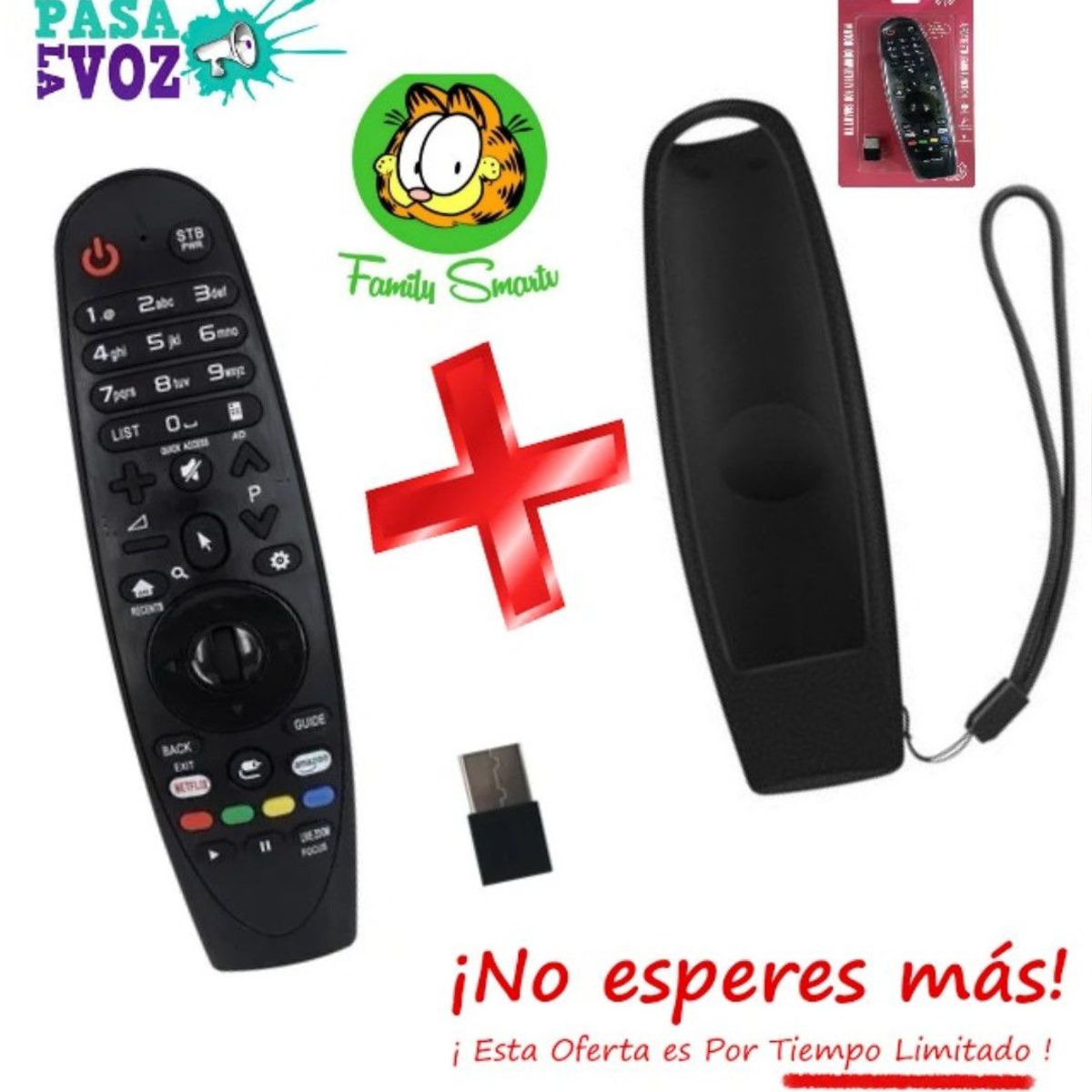 UNIVERSAL - Control Remoto LG Universal Magic -Mr500-Mr600-Mr650 Funda Negro