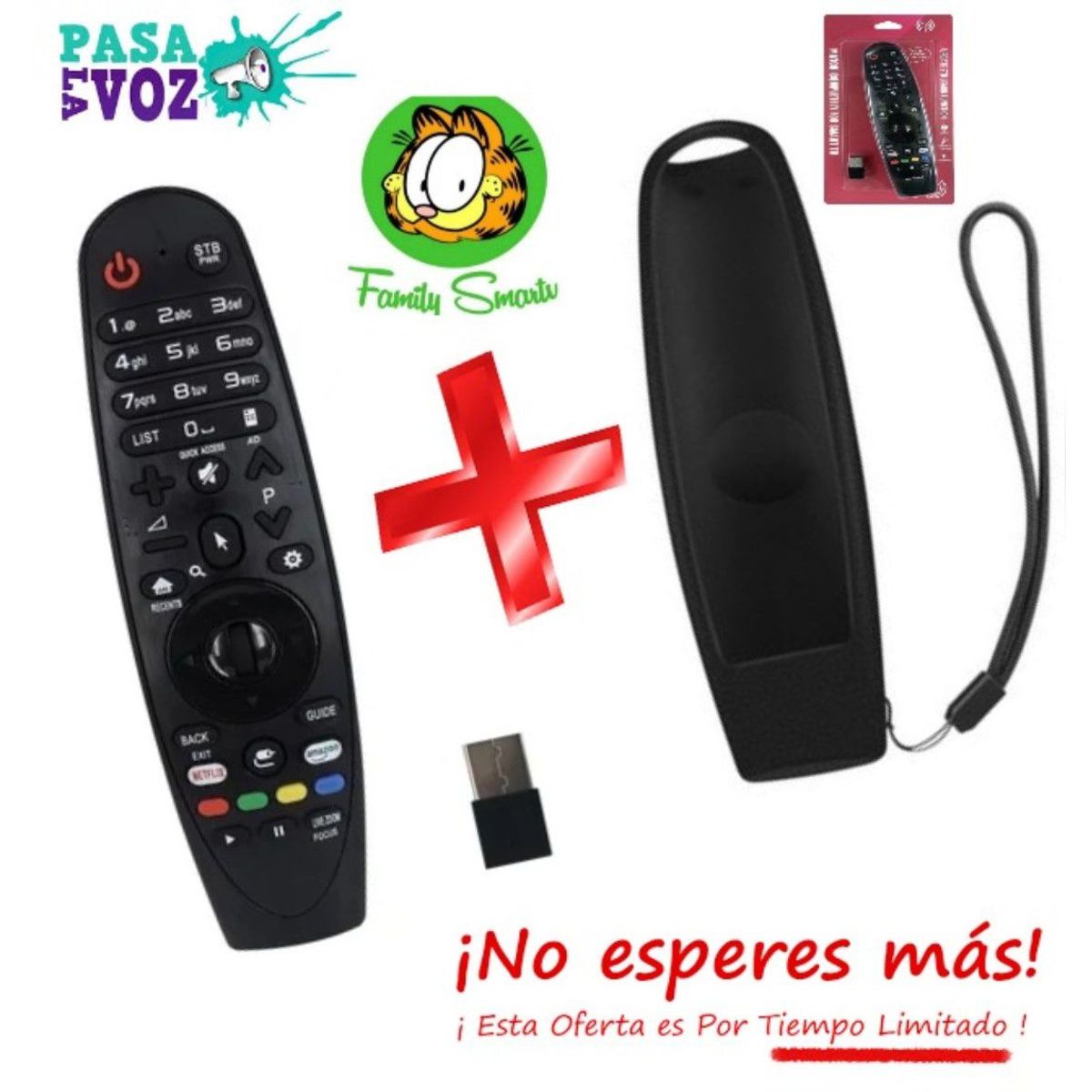 UNIVERSAL - Control Remoto LG Universal Magic -Mr500-Mr600-Mr650 Funda Negro
