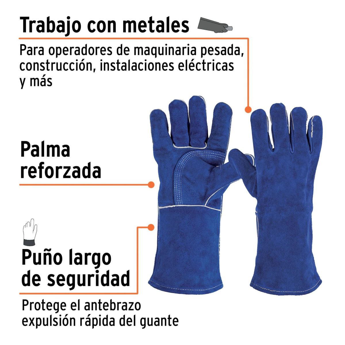 TRUPER - Guantes para soldador, color  azul.  Truper