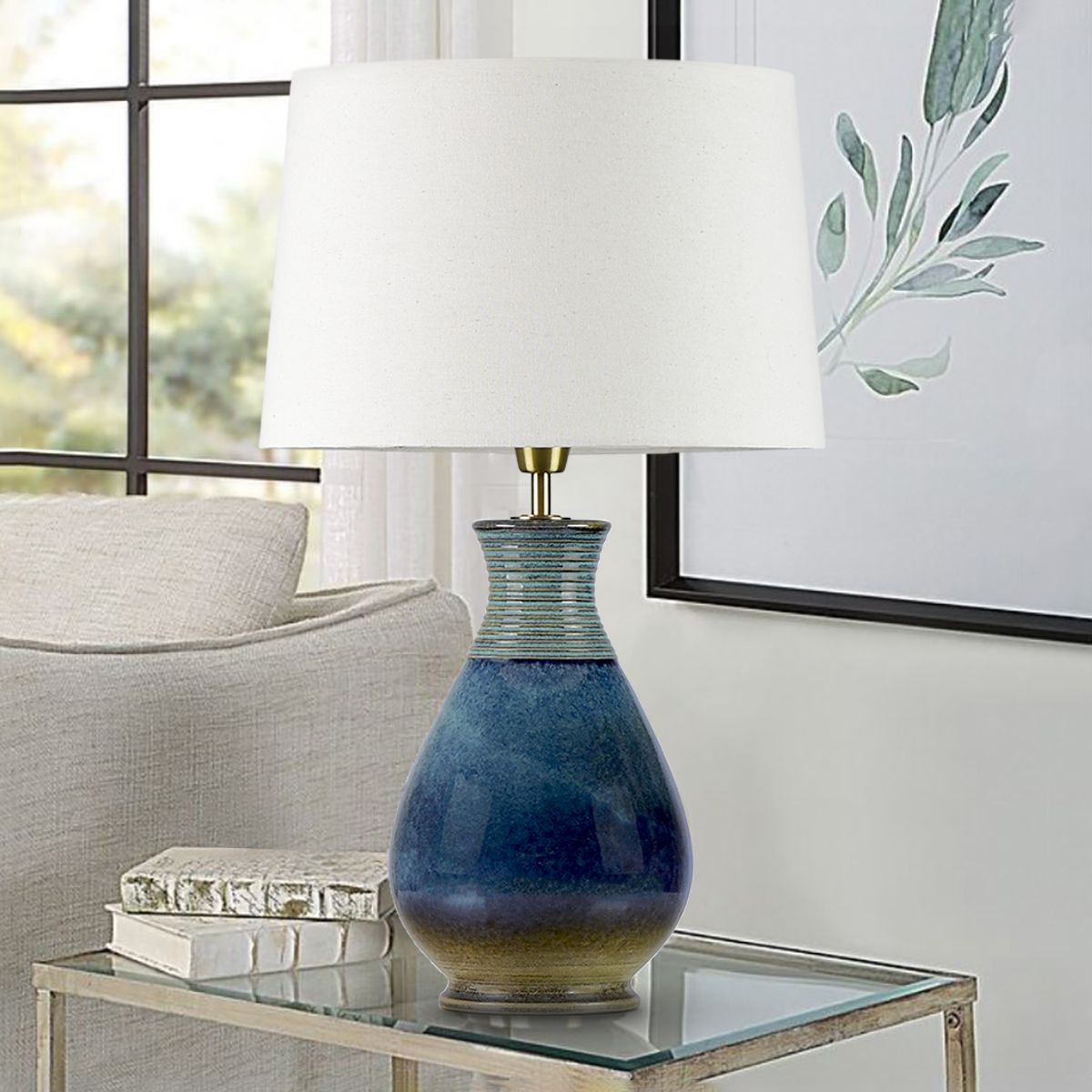 GENERICO - Lámpara de mesa Glasgow Azul