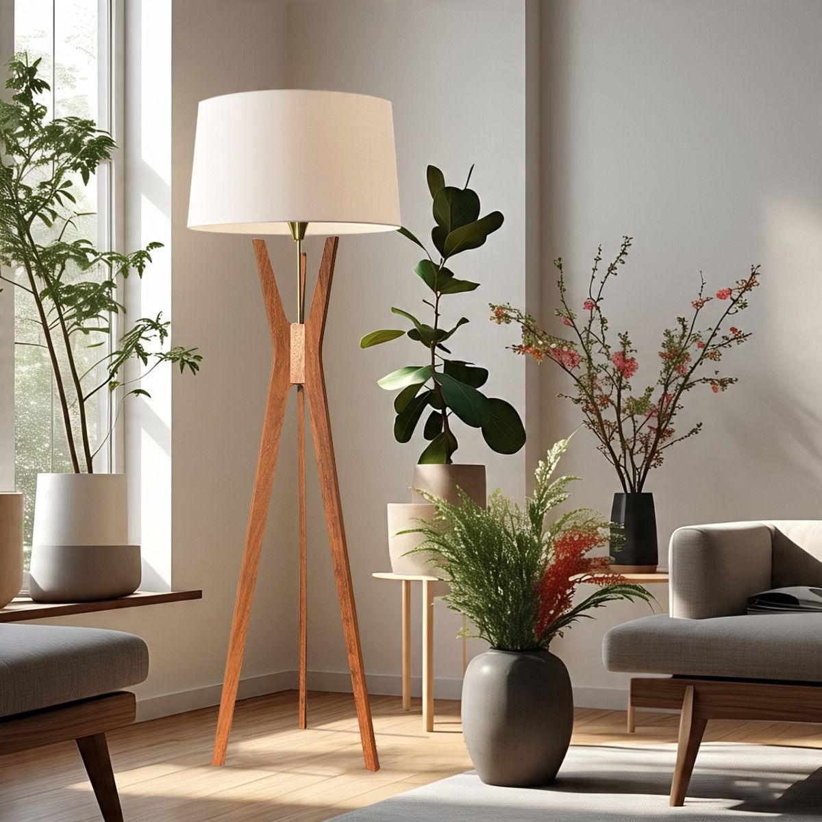 GENERICO - Lámpara de pie Florencia hueso