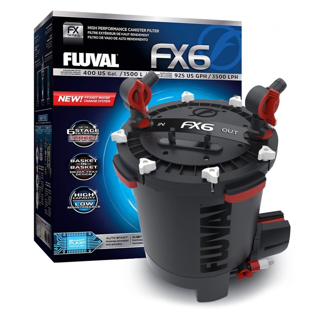 GENERICO - Filtro Canister Fluval FX6, 3,500 lph, hasta 1,500 lt. Hagen