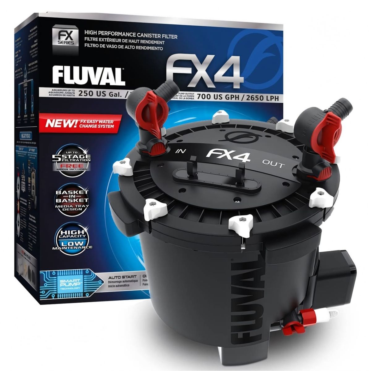 GENERICO - Filtro Canister Fluval FX4, 2,650 lph, hasta 1,000 lt. Hagen