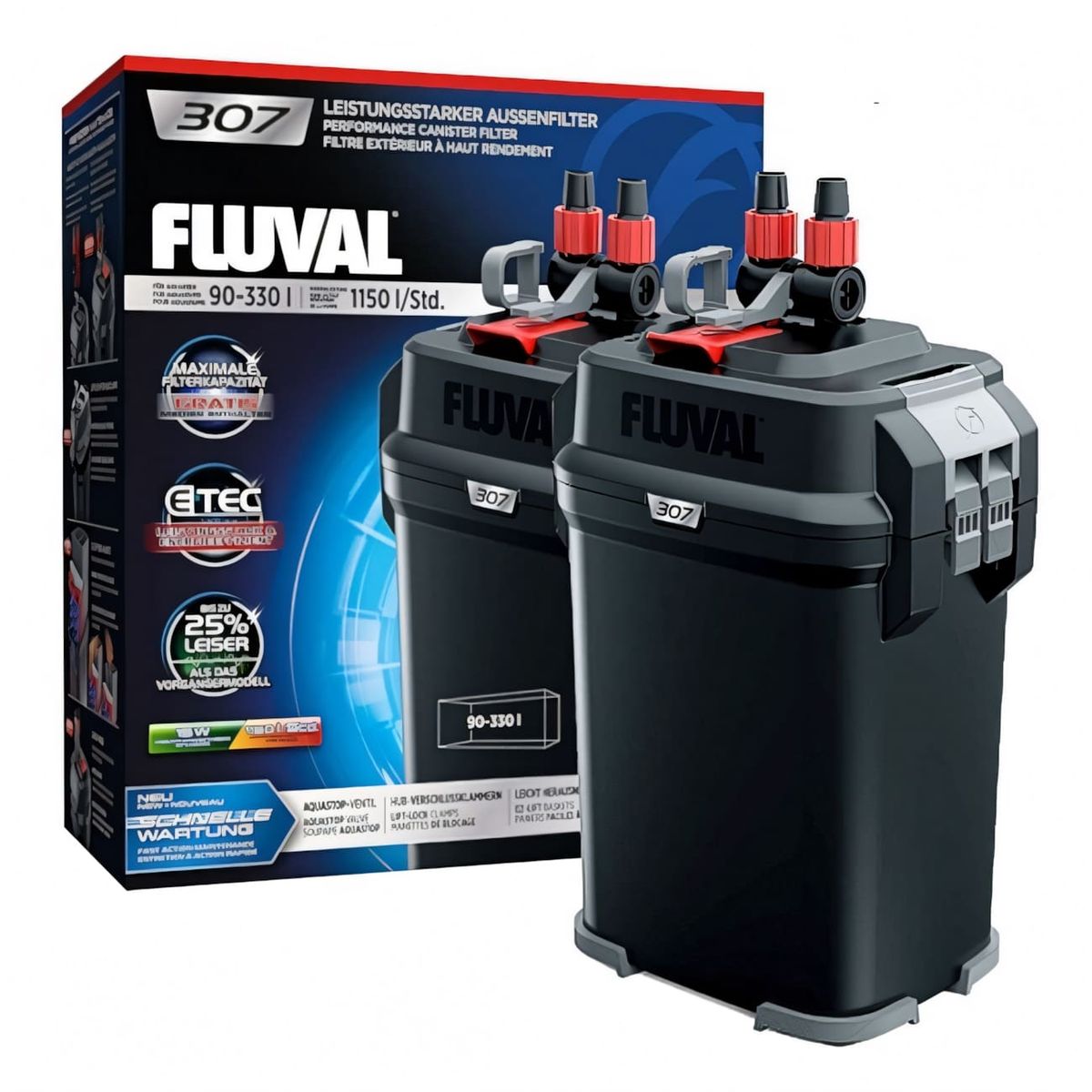 GENERICO - Filtro Canister Fluval 307, 1150 lph,  hasta 330 lt. Hagen