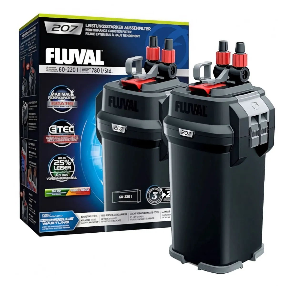 GENERICO - Filtro Canister Fluval 207, 780 lph,  hasta 220 lt. Hagen