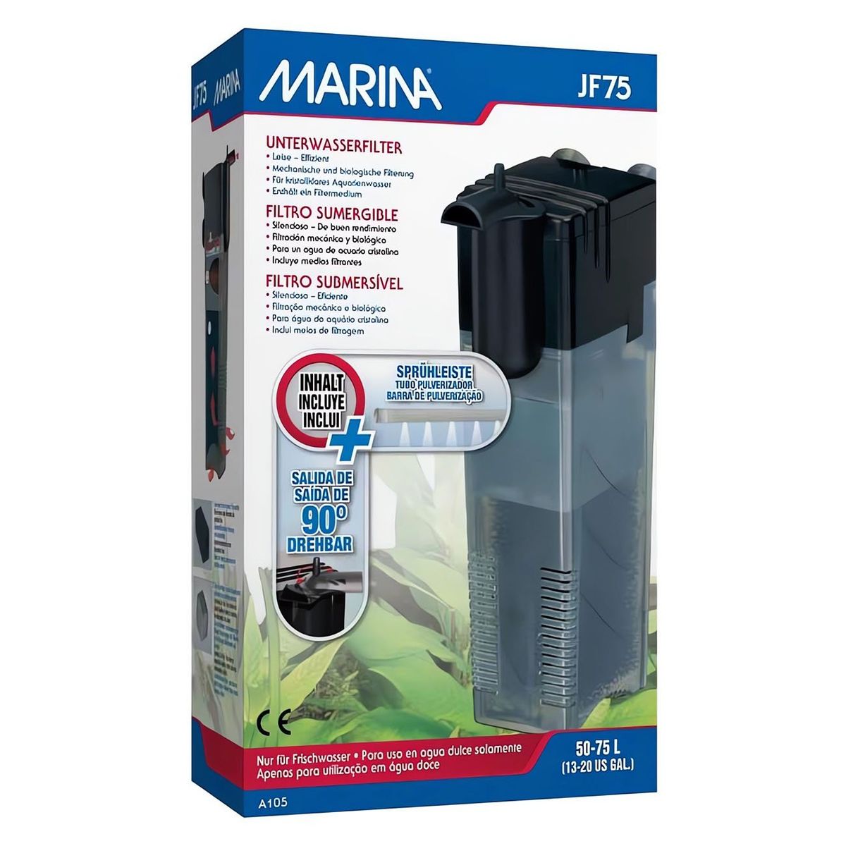 GENERICO - JetFlo 75 filtro sumergible 400 lph, entre 50 y 75 lt. Hagen