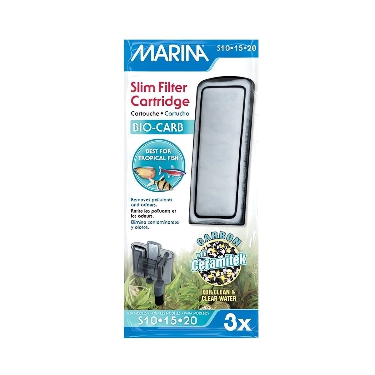 GENERICO - Cartucho recambio carbón act x 3 filtros Marina Slim Hagen