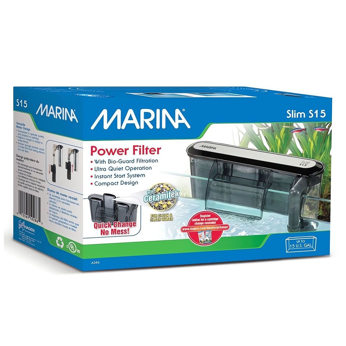 GENERICO - Slim S15, filtro mochila perfil delgado, hasta 57 lt. Hagen