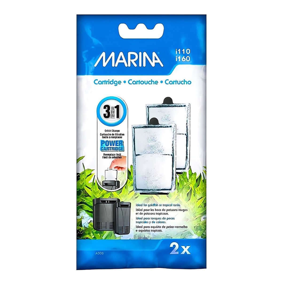 GENERICO - Cartucho recambio x 2 unid, filtro Marina i110 & i160 Hagen