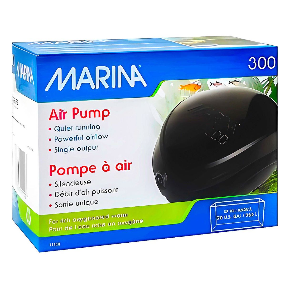 GENERICO - Bomba aire Marina 300, De 150 a 265 lt 125 l/h 1 sali. Hagen