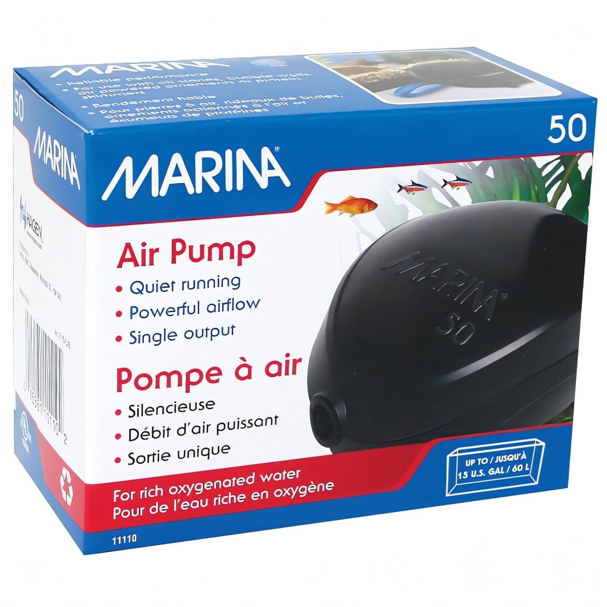 GENERICO - Bomba aire Marina 50, 10 a 60 lt., 50 l/h, 1 salida Hagen