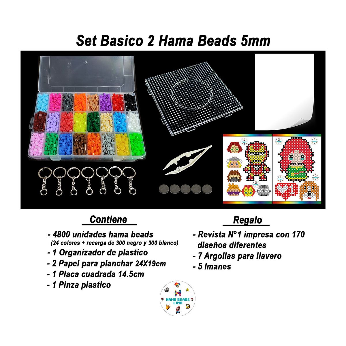 GENERICO - Hama Beads Set Básico 2  (24 COLORES)