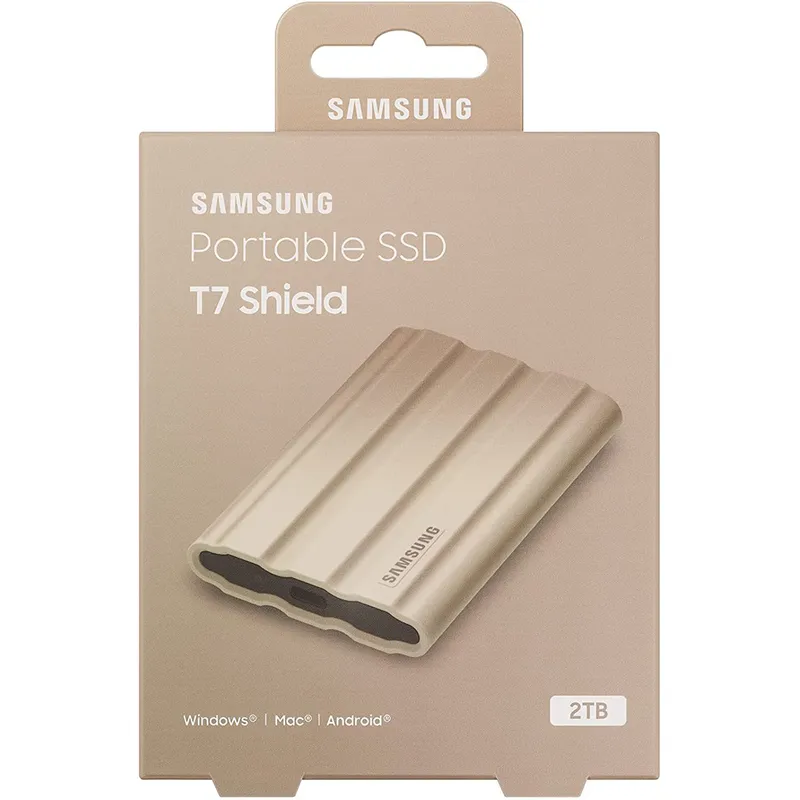 SAMSUNG - Disco SSD externo SAMSUNG T7 SHIELD 2TB 3.2 TIPO C 1050MBS ULTRA VELOZ