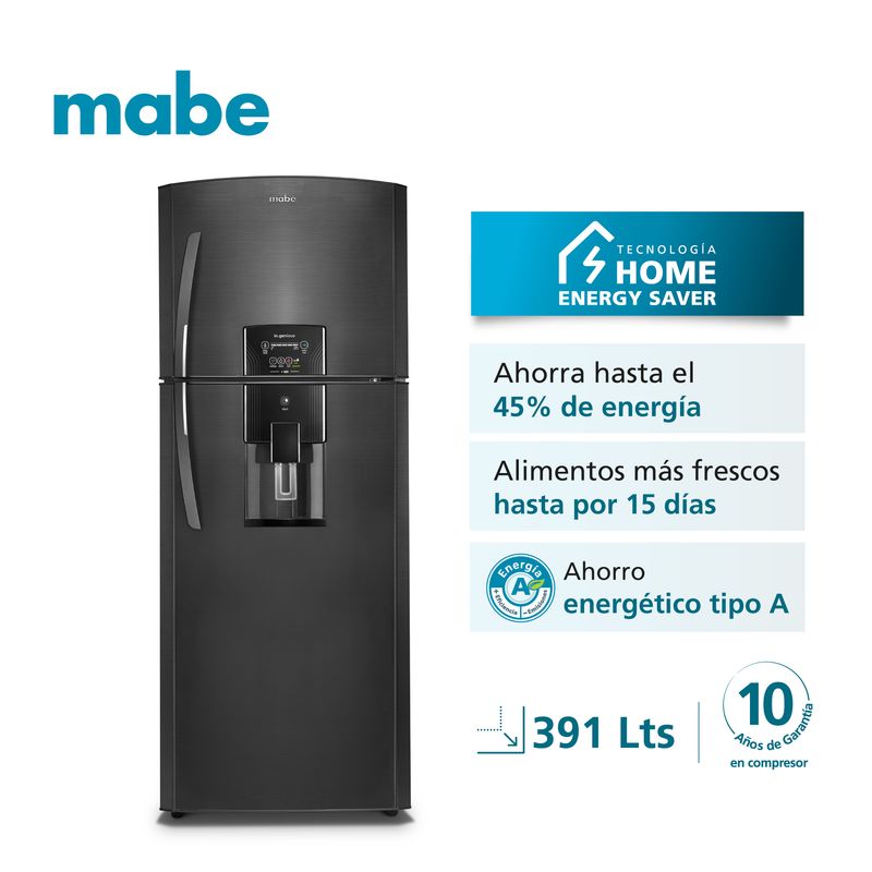 MABE - Refrigeradora No Frost 391 Lts Black Steel Mabe RMP410FZPC
