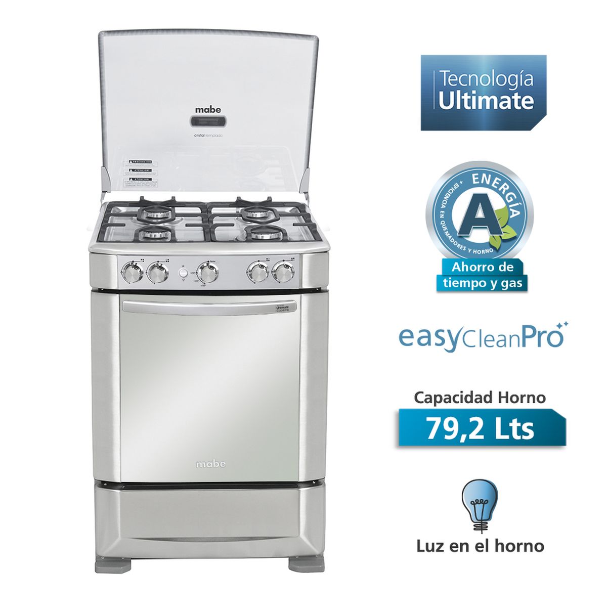 MABE - Cocina de piso 60 cm Inox Mabe - CMP6030FX0