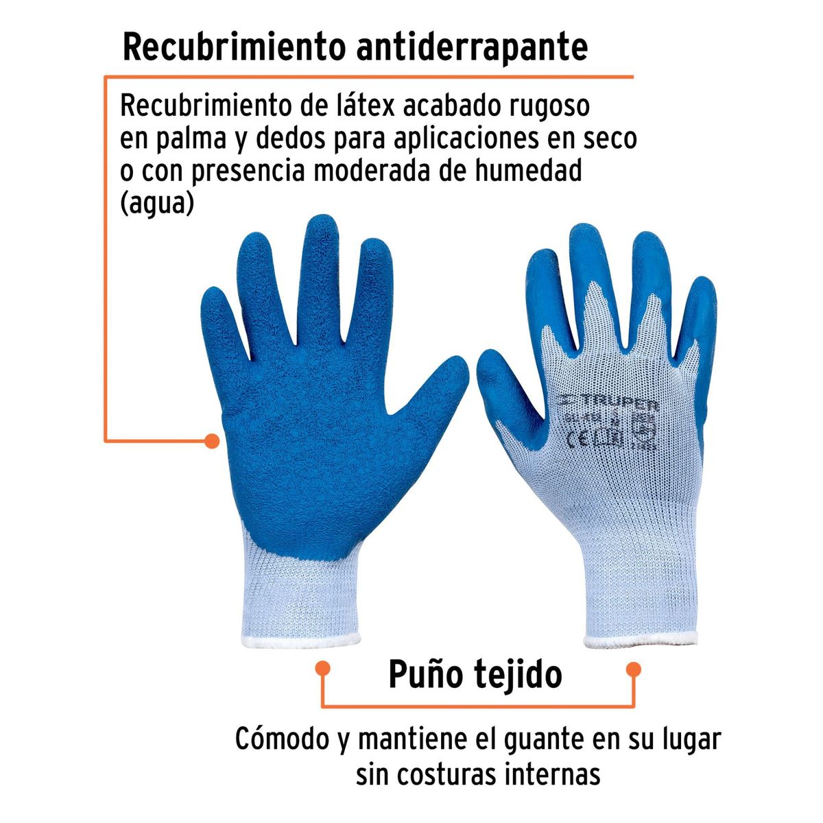 TRUPER - Guantes jardinería uso general Guantes Protección contra cortes talla M Truper
