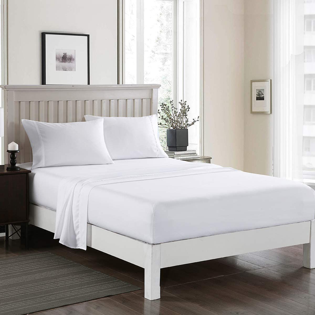 HOME BRANDS - Juego de Sabanas de Bambú Color Blanco - 1.5 plazas